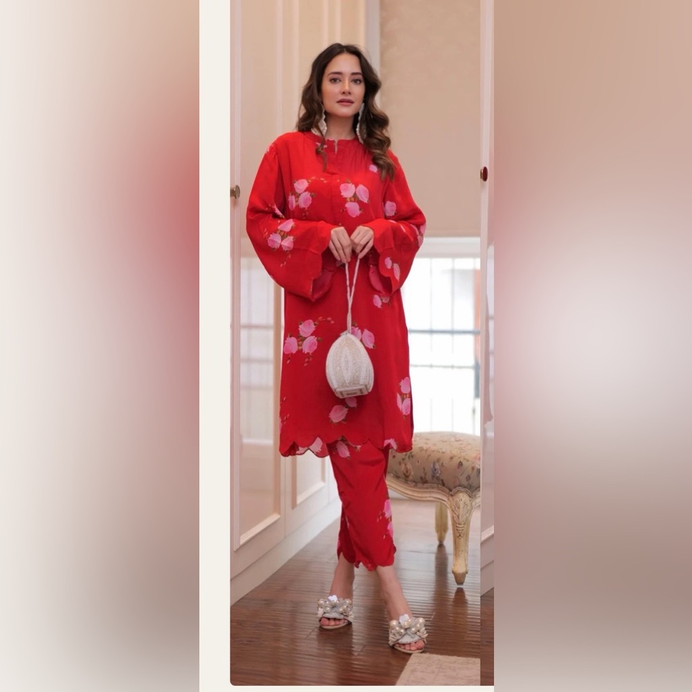 Red floral co ord set